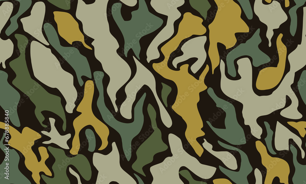 Fototapeta premium Full seamless camouflage texture pattern vector for military textile. Usable for Jacket Pants Shirt and Shorts. Dirty army camo masking design for skin fabric print and wallpaper. 