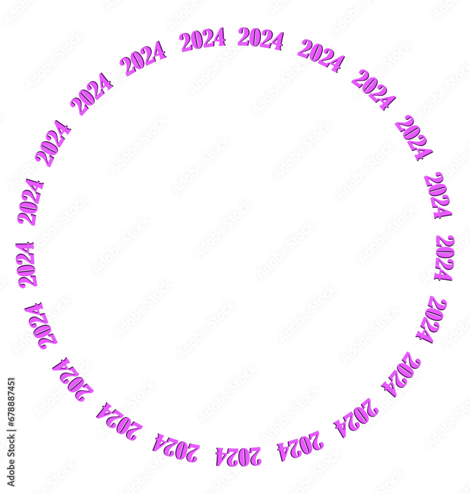 New year 2024. Christmas. Pink round frame isolated on white. Vector frame for photo, text. picture, card, invitation, poster New year 2024. Christmas. Pink round frame isolated on white. Vector frame for photo, text. picture, card, invitation, poster