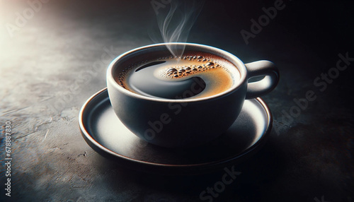 Foto cup of coffee on a black background