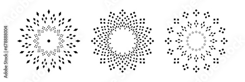 Set of Decorative Radial Patterns. Abstract Design Elements.