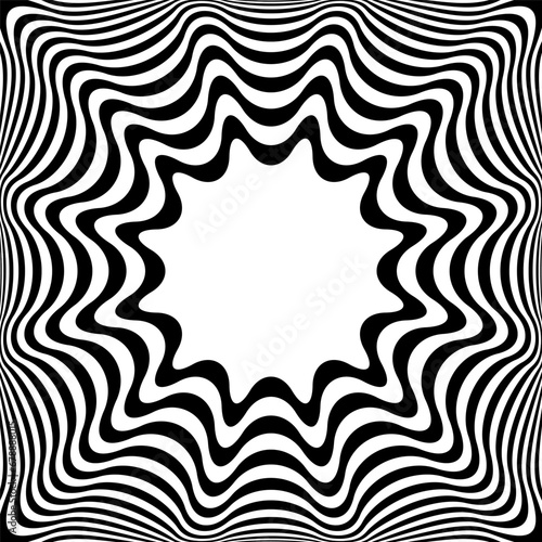 Abstract Op Art Wavy Lines Pattern with 3D Illusion Effect.