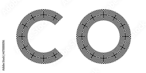 Circle Patterns on Letters C and O. Elements for Design.