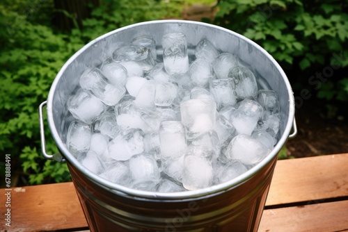 Refreshingly Crisp Hard Seltzer Cans in Ice Bucket - Perfect for Summer Backyard Gatherings and Parties