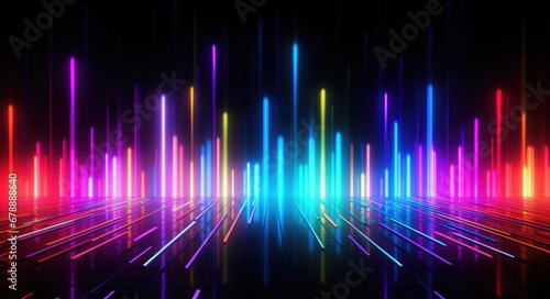 Neon Lineup. Closeup of Concert Line-Up with Bright Neon Sign on Abstract Background for Party or Festival Program