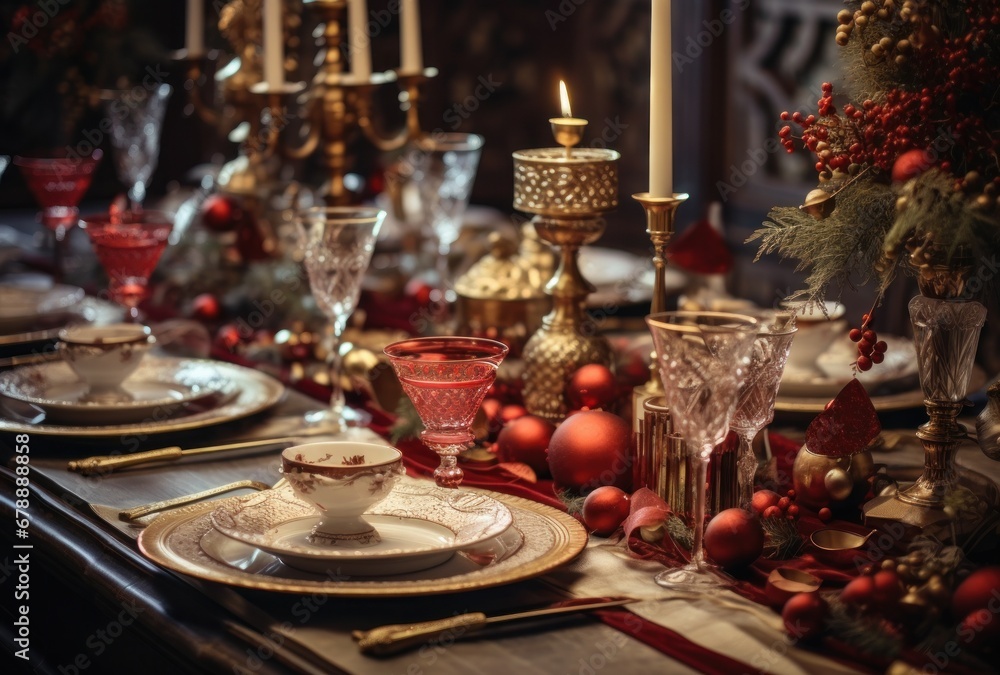 set christmas table with christmas decorations set christmas table with christmas decorations