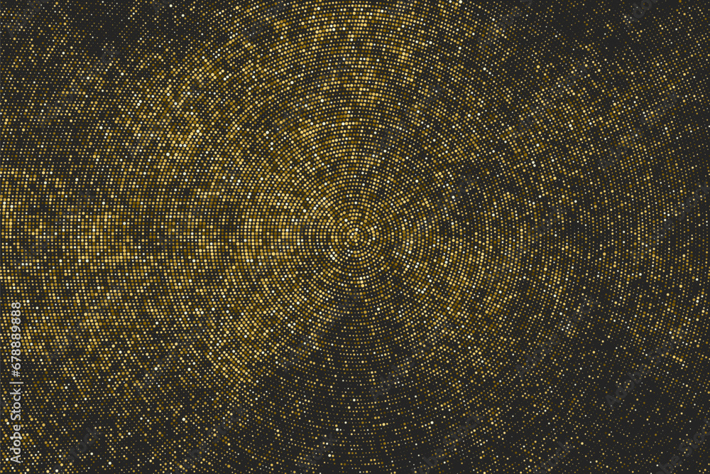 Gold Glitter Halftone Dotted Backdrop. Abstract Circular Retro Pattern. Pop Art Style Background. Golden Explosion Of Confetti. Digitally Generated Image. Vector Illustration. Gold Glitter Halftone Dotted Backdrop. Abstract Circular Retro Pattern. Pop Art Style Background. Golden Explosion Of Confetti. Digitally Generated Image. Vector Illustration.