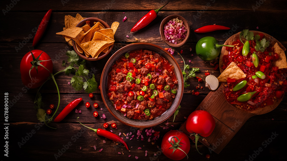 Traditional Chili Con Carne with Tortilla Chips