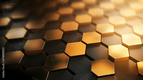 Modern gold and black geometric perfect hexagon background for PowerPoint slides and websites with low opacity