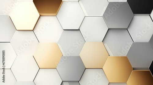 Modern silver & gold geometric perfect hexagon background for PowerPoint slides and websites with low opacity photo
