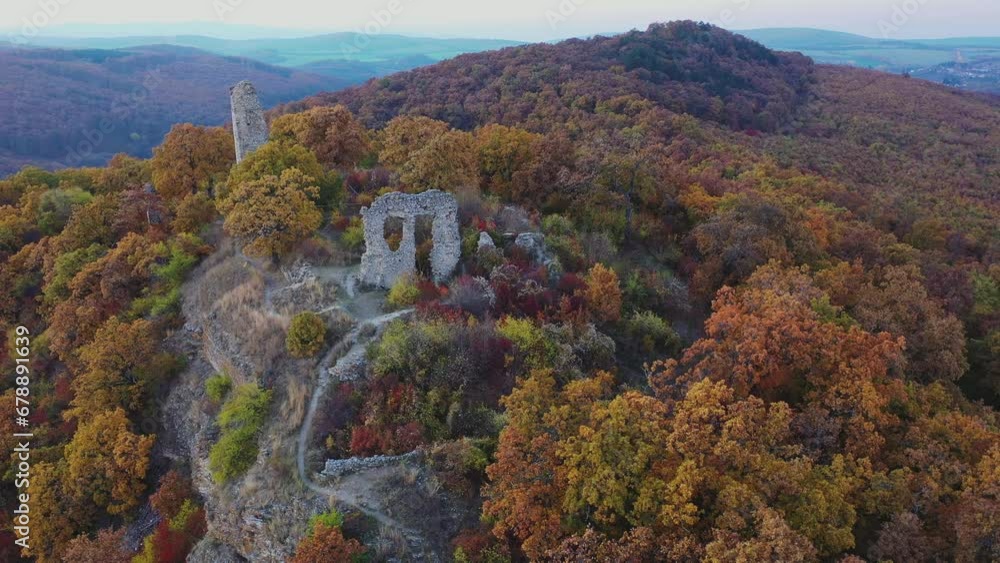 Ruins of an ancient fortress, called Csovar, Hungary, Aerial view Ruins of an ancient fortress, called Csovar, Hungary, Aerial view