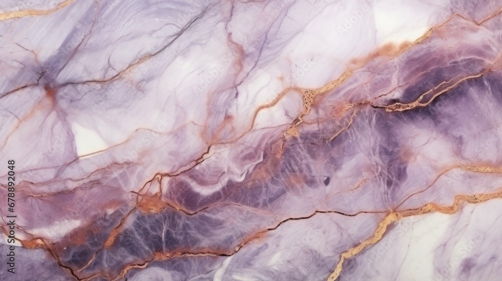 Lavender Marble with Copper Horizontal Background. Abstract stone texture backdrop. Bright natural material Surface. AI Generated Photorealistic Illustration.