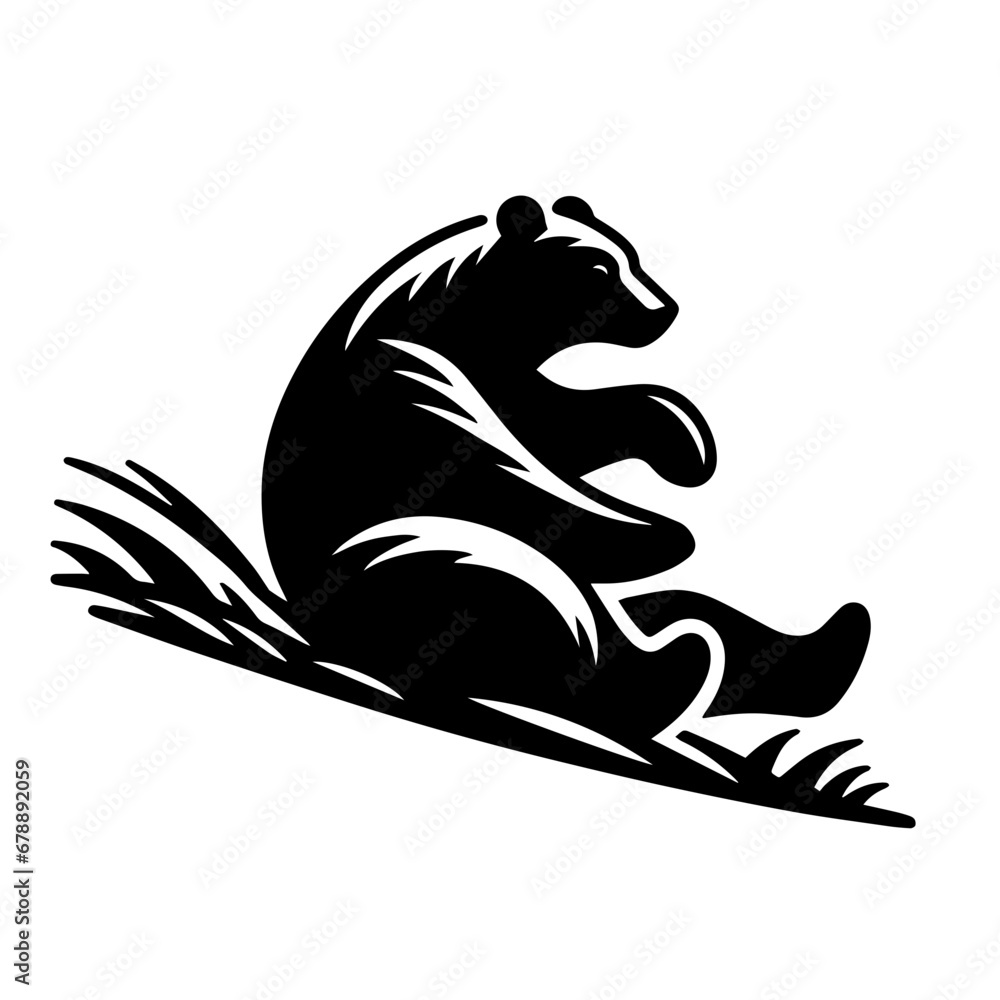 Bear Rolling Down a Grassy Hill Vector Logo Art