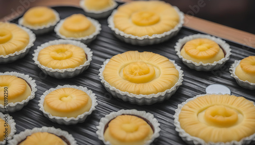 Pineapple tart in a tray. photo