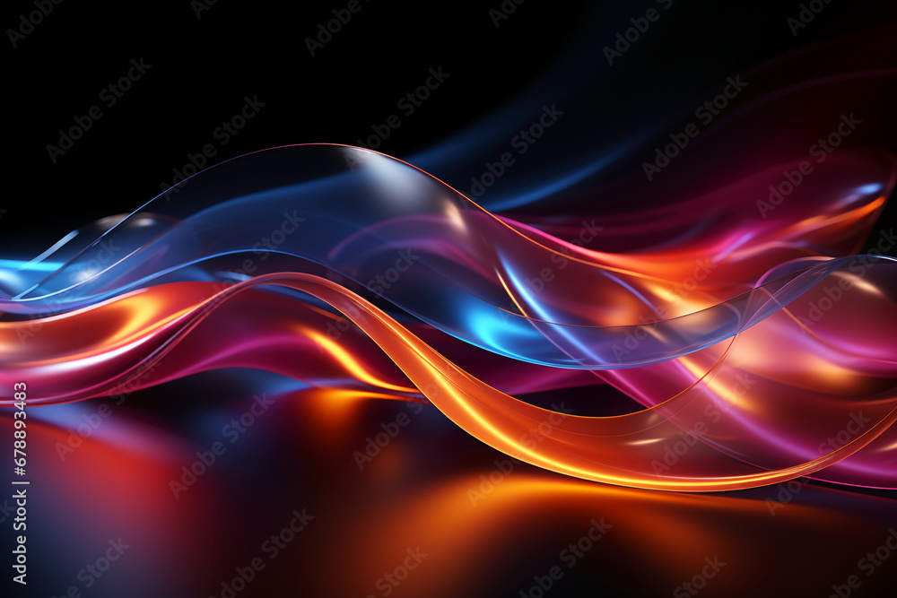 Fototapeta premium Abstract colorful neon glowing light background. AI generative