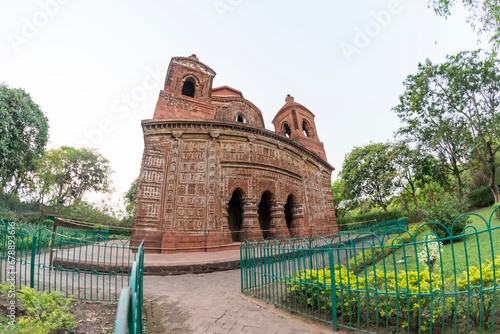 historic Shyam Rai temple also known as Pancha Ratna Temple in Bishnupur established in 1643 AD is a famous tourist destination photo
