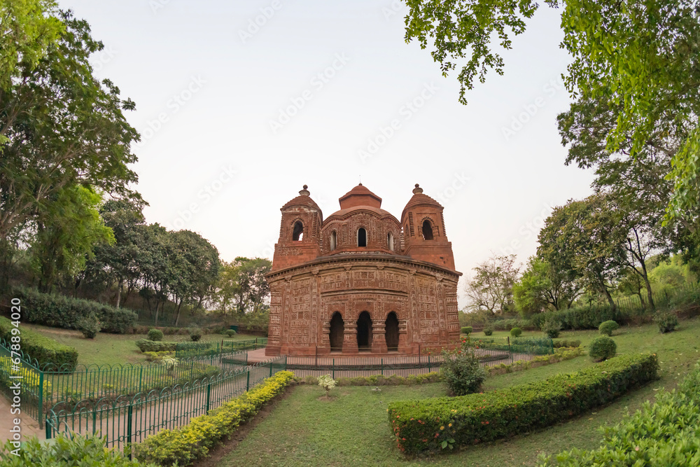 historic Shyam Rai temple also known as Pancha Ratna Temple in Bishnupur established in 1643 AD is a famous tourist destination