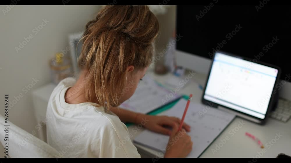 child doing homework sitting at the table child doing homework sitting at the table