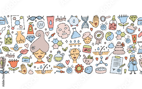 Cosmetology health and Skin care. Seamless pattern background for your design
