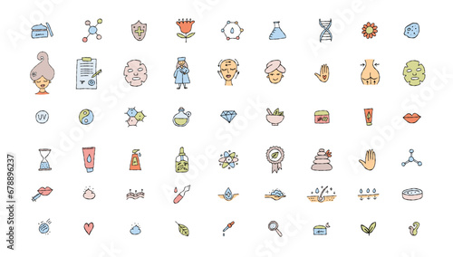 Cosmetology health and Skin care. Icons set for your design