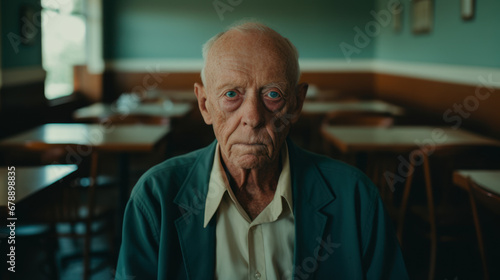 Old sad man in nursing home photo