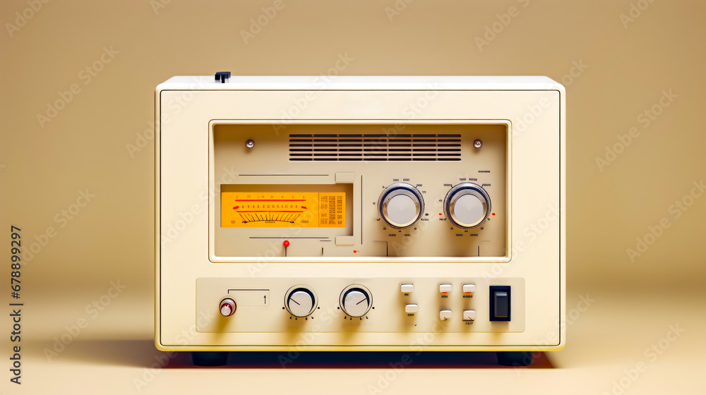 Fototapeta premium Close up of radio on table with buttons and knobs.