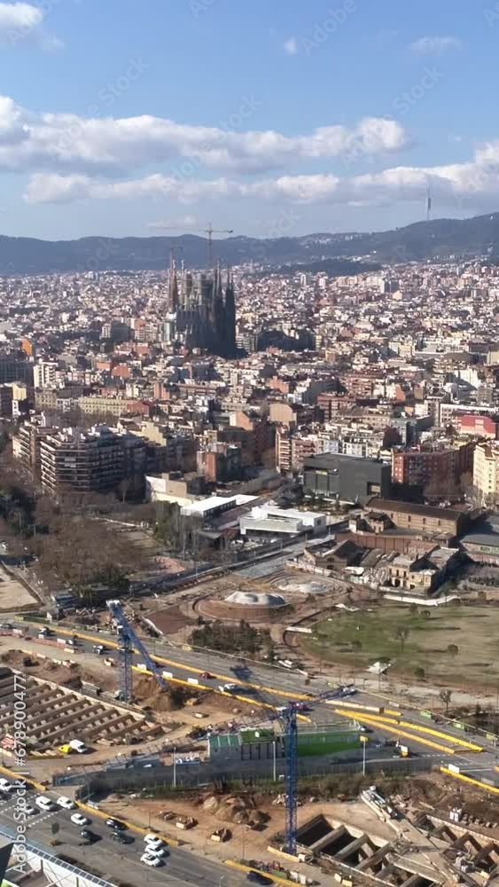 Vertical Video City of Barcelona from Agbar Tower Spain Aerial View Vertical Video City of Barcelona from Agbar Tower Spain Aerial View