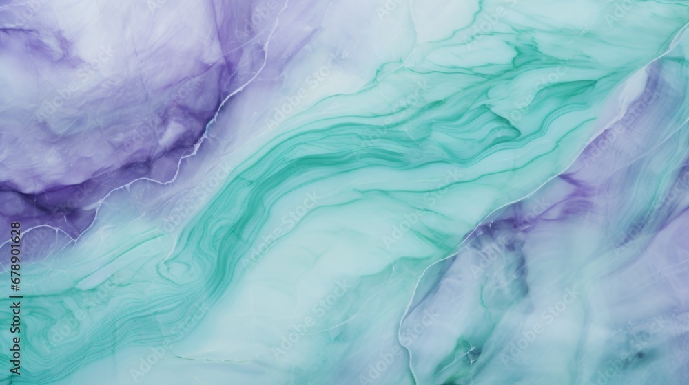 Mint Marble with Amethyst Horizontal Background. Abstract stone texture backdrop. Bright natural material Surface. AI Generated Photorealistic Illustration.