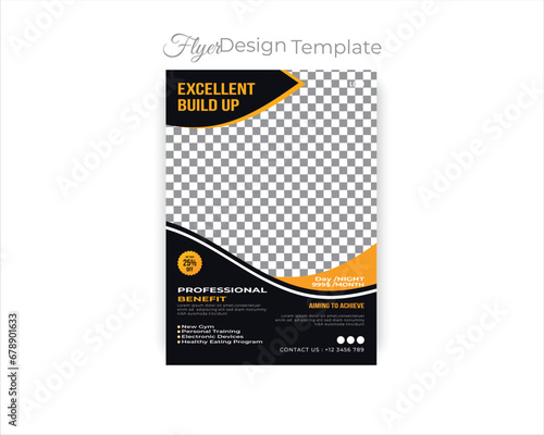 Fitness flyer design gym center healthy bodybuilder design template