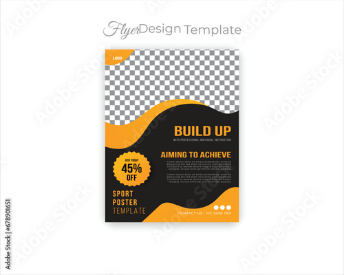 Fitness flyer design gym center healthy bodybuilder design template

