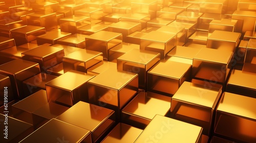 abstract background of golden cubes