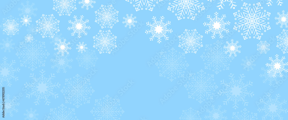 Blue and white vector snowflake banner