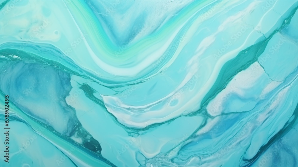 Obraz premium Mint Marble with Blue Glass Horizontal Background. Abstract stone texture backdrop. Bright natural material Surface. AI Generated Photorealistic Illustration.