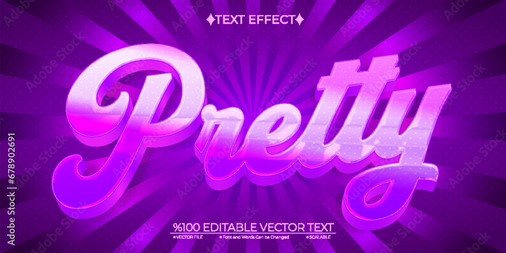 Curly Pretty Editable Vector 3D Text Effect