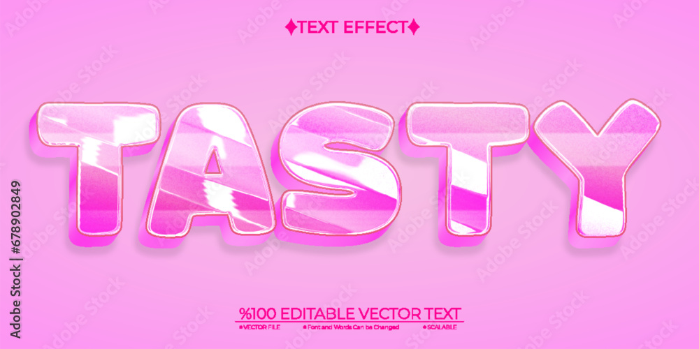 Cute Pink Tasty Editable Vector 3D Text Effect Cute Pink Tasty Editable Vector 3D Text Effect