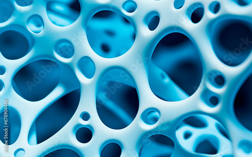 Porous blue material with holes in the surface (Generative AI)