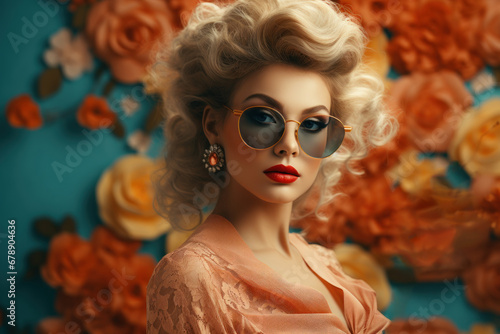 A person with a vintage fashion style, embodying the timeless elegance of retro aesthetics. Concept of vintage fashion and classic beauty. Generative Ai. © Sebastian