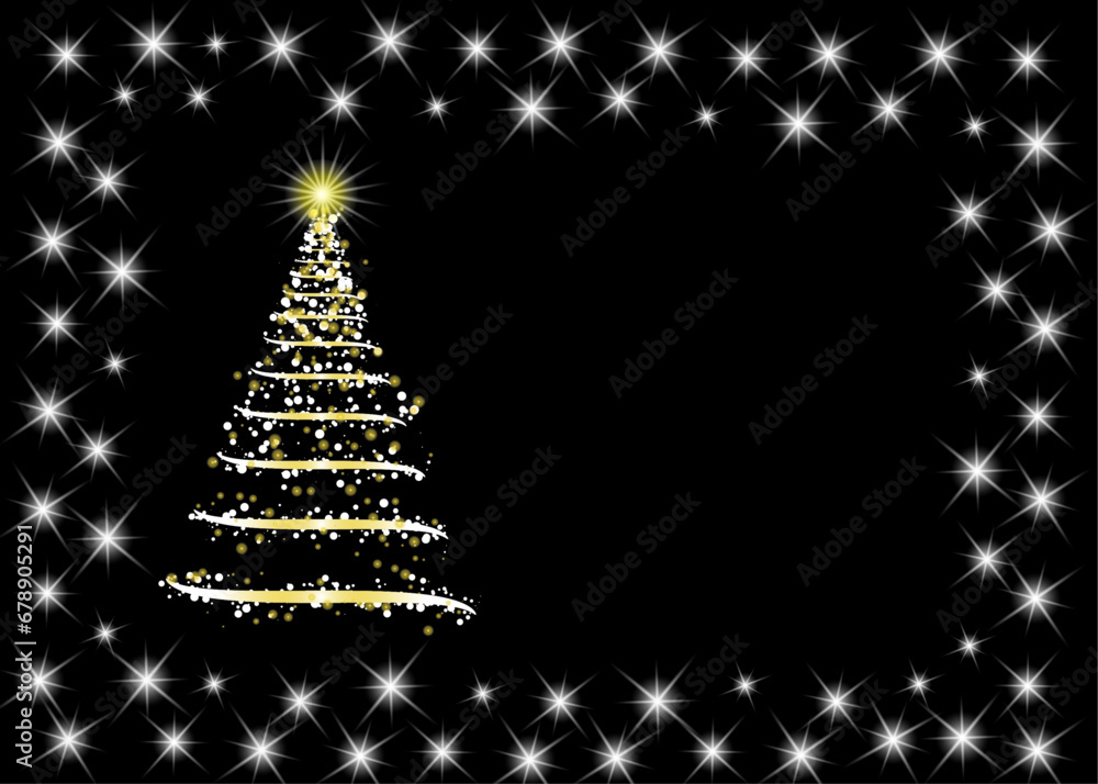 Shiny Christmas tree with stars