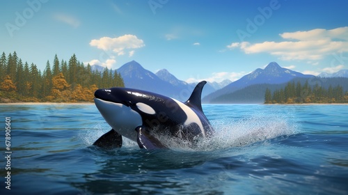 Killer Whale Swimming in the Ocean