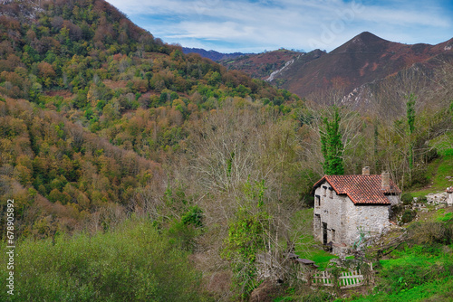 House at Xonxerra village, Redes Natural park and Biosphere Reserve, Asturias, Spain photo