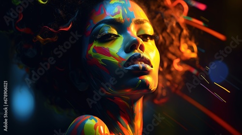 Pretty Young African American Woman Painting © Asad