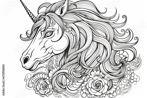 unicorn outline for coloring book © Ekaterina Pokrovsky