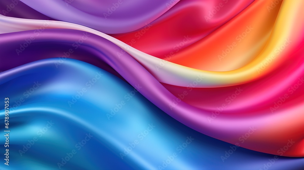 Obraz premium Rainbow Wavy Satin Background 