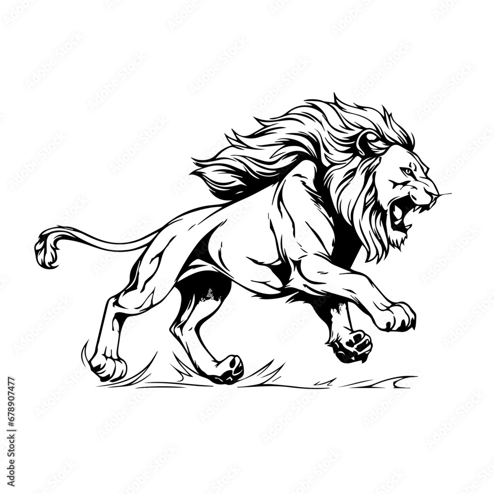 lion running Vector Logo Art