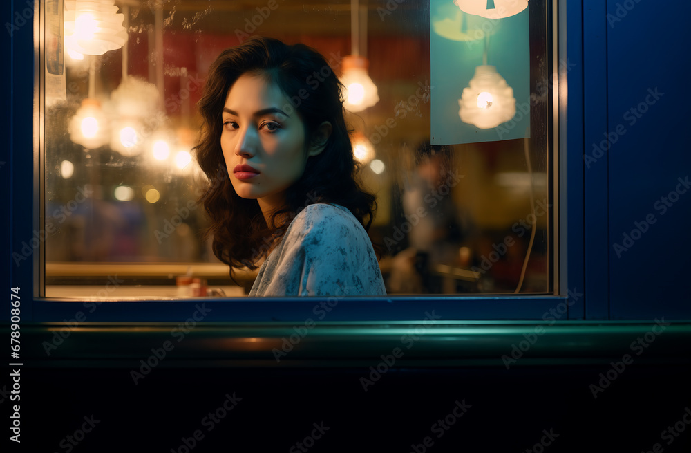 Lonely Evening: Cinematic Portrait of an Asian Woman Lonely Evening: Cinematic Portrait of an Asian Woman