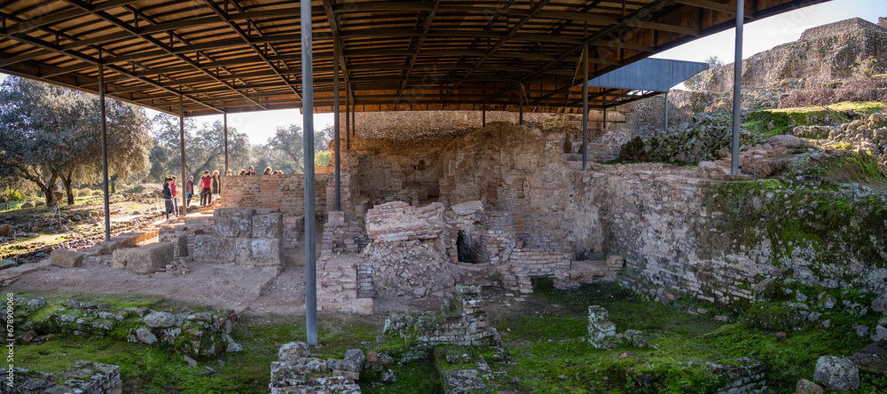 Εκτύπωση καμβά The Roman Baths located within the Archaeological site of Munigua in Andalucia,