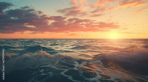 sunset over the ocean, sea. ocean waves at the Adriatic sea. create using a generative AI tool 