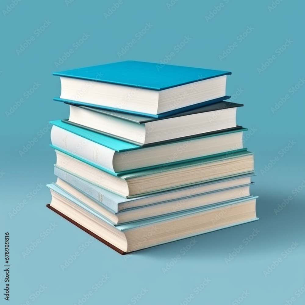 Stack of Old books isolated on pastel blue. Education, studying, reading, library, book lovers, bookworms. Stack of Old books isolated on pastel blue. Education, studying, reading, library, book lovers, bookworms.