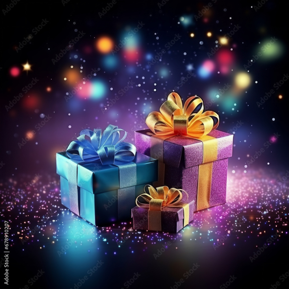 Colorful gift boxes with bows. sequins, shine, glitters, vibrant colors. The concept of Christmas and New Year, joy and happiness. Colorful gift boxes with bows. sequins, shine, glitters, vibrant colors. The concept of Christmas and New Year, joy and happiness.