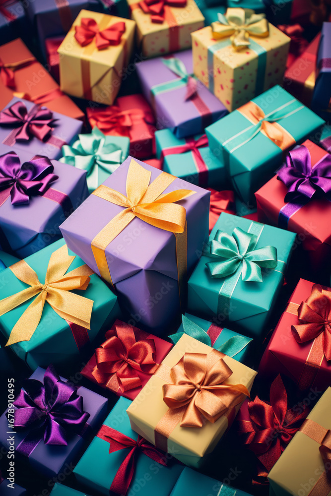 Colorful gift boxes with bows. sequins, shine, glitters, vibrant colors. The concept of Christmas and New Year, joy and happiness. Colorful gift boxes with bows. sequins, shine, glitters, vibrant colors. The concept of Christmas and New Year, joy and happiness.