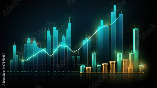 Stock market financial graph and candlestick chart. Trading Concept .Stock market or forex trading graph and chart investment growth.